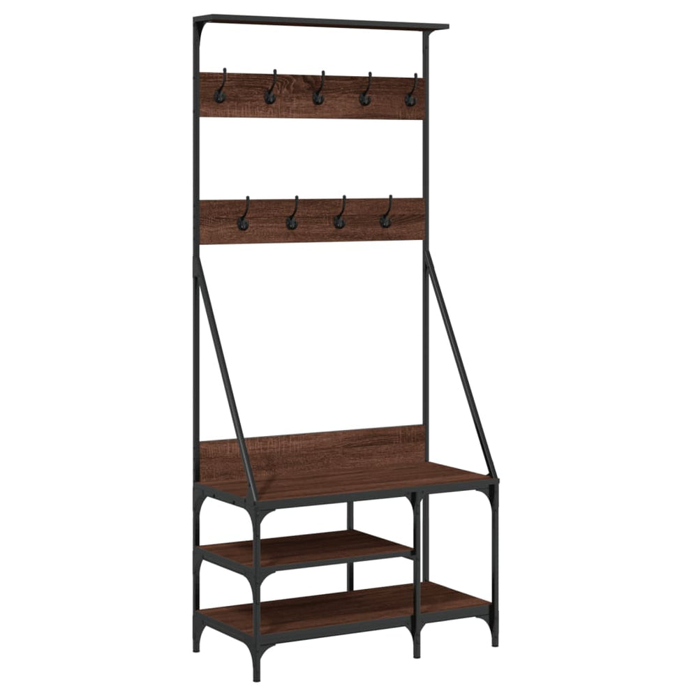 Suport De Haine Cu Raft Pantofi, Stejar Maro, 80X40X184 Cm