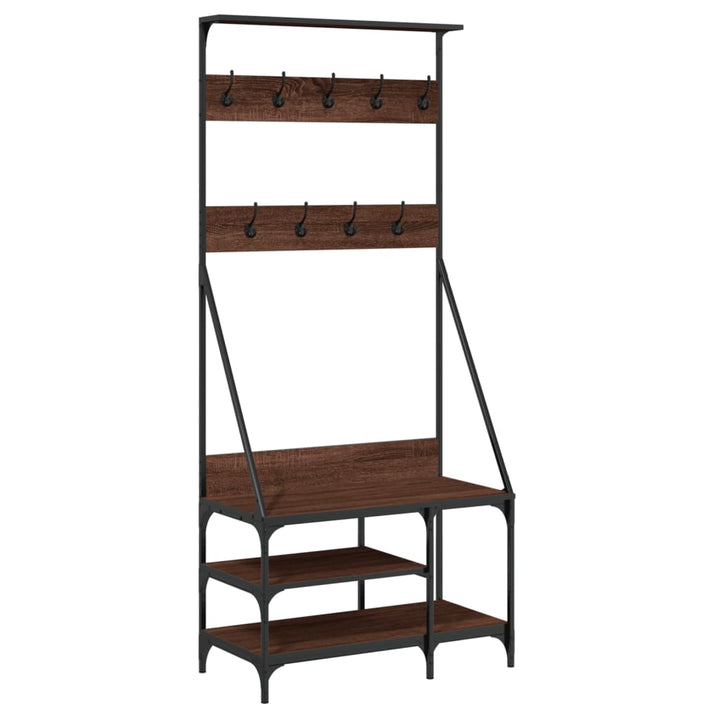 Suport De Haine Cu Raft Pantofi, Stejar Maro, 80X40X184 Cm