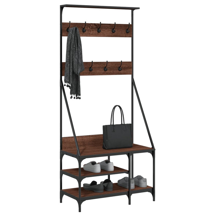 Suport De Haine Cu Raft Pantofi, Stejar Maro, 80X40X184 Cm