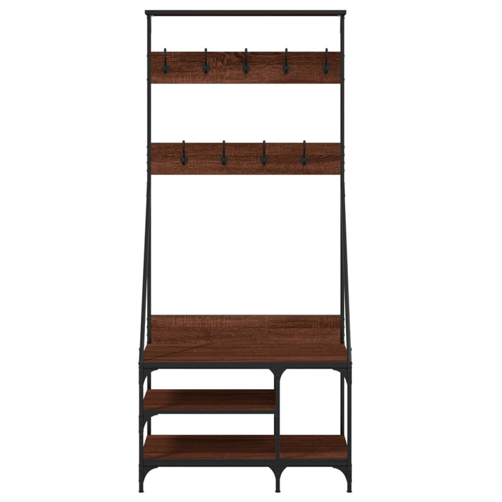 Suport De Haine Cu Raft Pantofi, Stejar Maro, 80X40X184 Cm