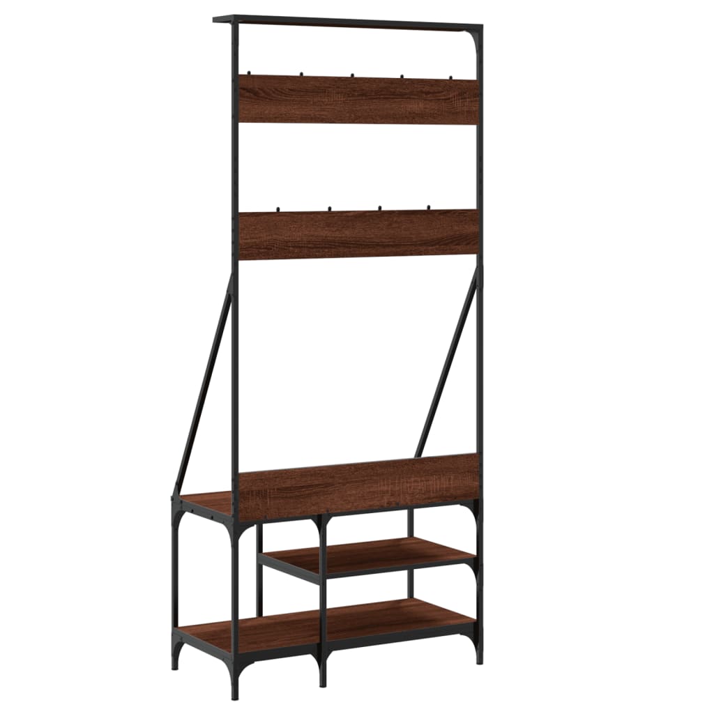 Suport De Haine Cu Raft Pantofi, Stejar Maro, 80X40X184 Cm