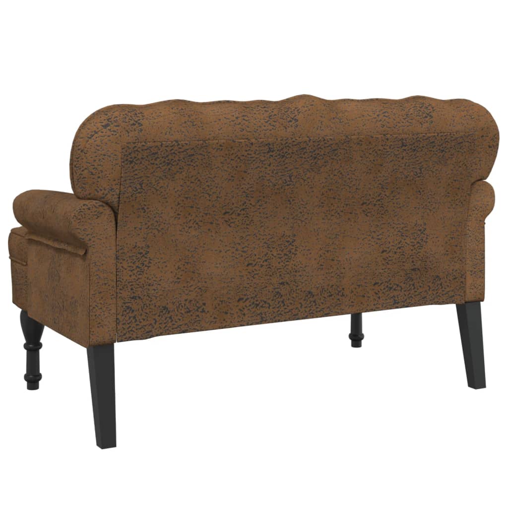 Banchetă Cu Spătar 119,5X64,5X75 Cm Piele Întoarsă Eco.