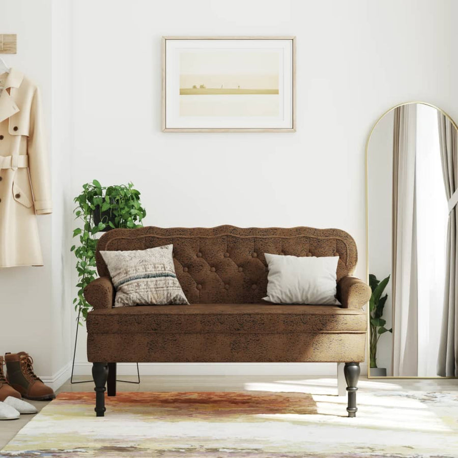 Banchetă Cu Spătar 119,5X64,5X75 Cm Piele Întoarsă Eco.