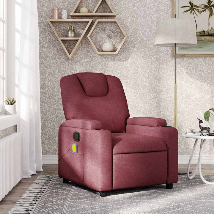 Vixl Fotoliu Electric De Masaj Rabatabil, Roșu Vin, Textil