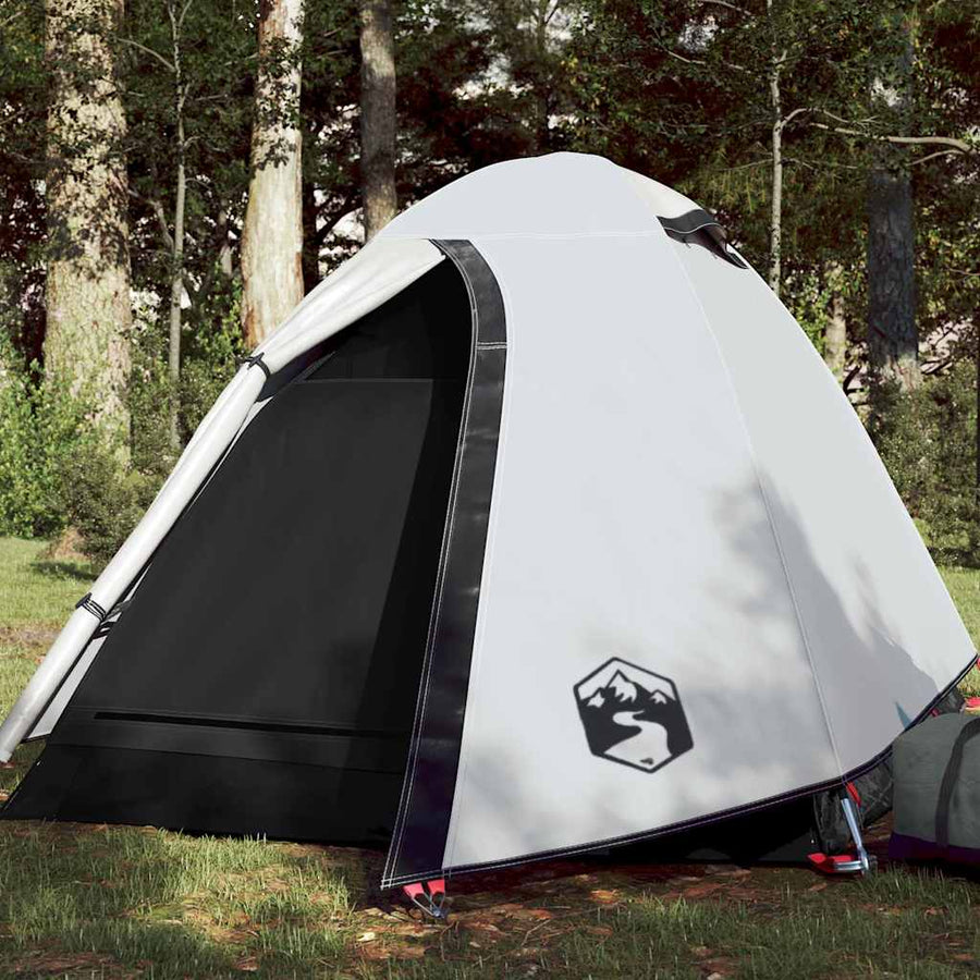 Cort Camping Cupolă Alb, Țesătură Opacă, Impermeabil