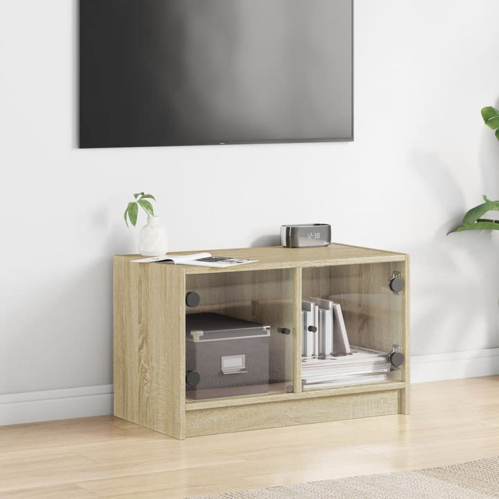 Comodă Tv Cu Uși Din Sticlă, , 68X37X42 Cm
