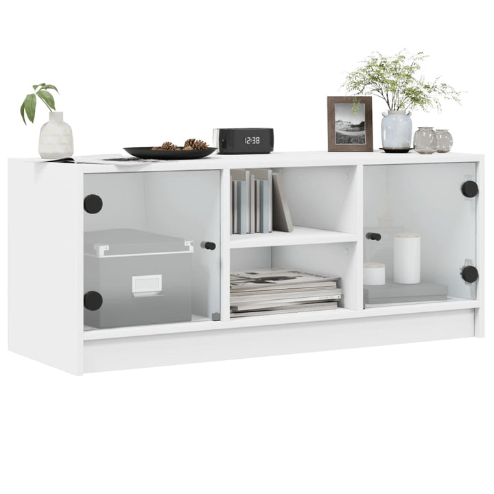 Comodă Tv Cu Uși Din Sticlă, , 102X37X42 Cm