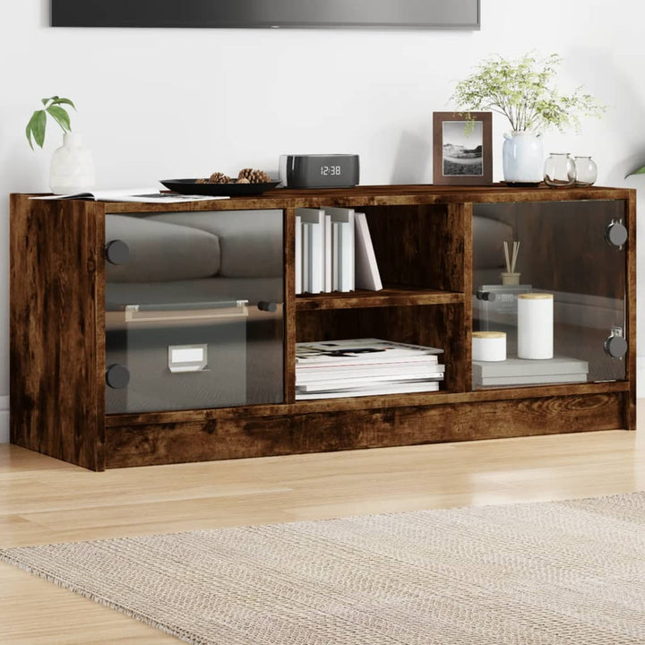 Comodă Tv Cu Uși Din Sticlă, , 102X37X42 Cm