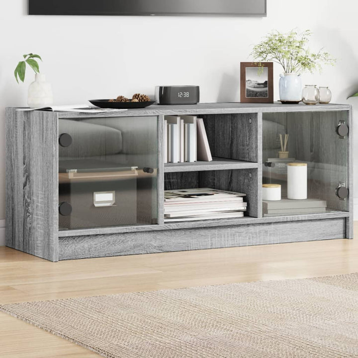 Comodă Tv Cu Uși Din Sticlă, , 102X37X42 Cm