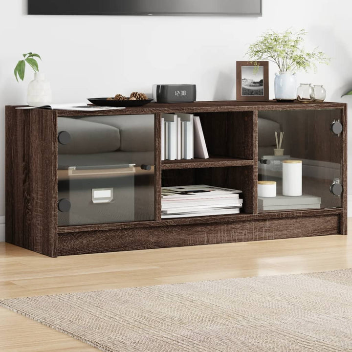 Comodă Tv Cu Uși Din Sticlă, , 102X37X42 Cm