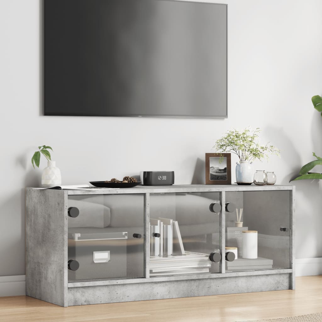 Comodă Tv Cu Uși Din Sticlă, , 102X37X42 Cm