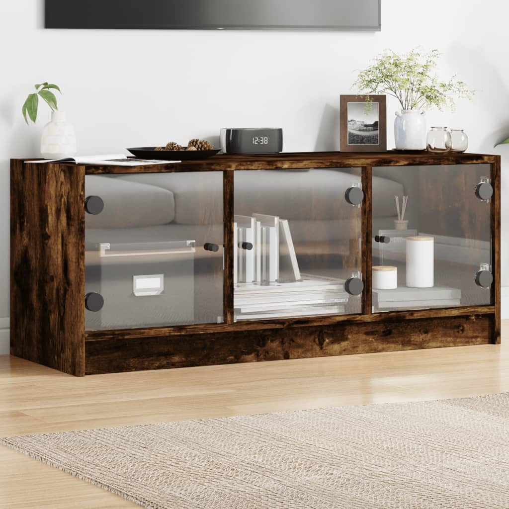 Comodă Tv Cu Uși Din Sticlă, , 102X37X42 Cm