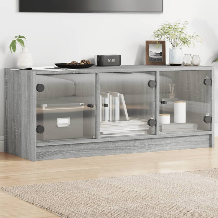 Comodă Tv Cu Uși Din Sticlă, , 102X37X42 Cm