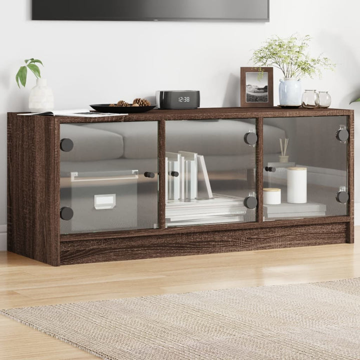 Comodă Tv Cu Uși Din Sticlă, , 102X37X42 Cm