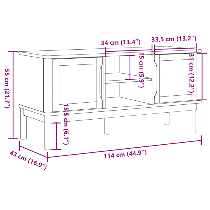Dulap Tv &quot;Floro&quot;, , 114X43X55 Cm, Lemn Masiv De Pin