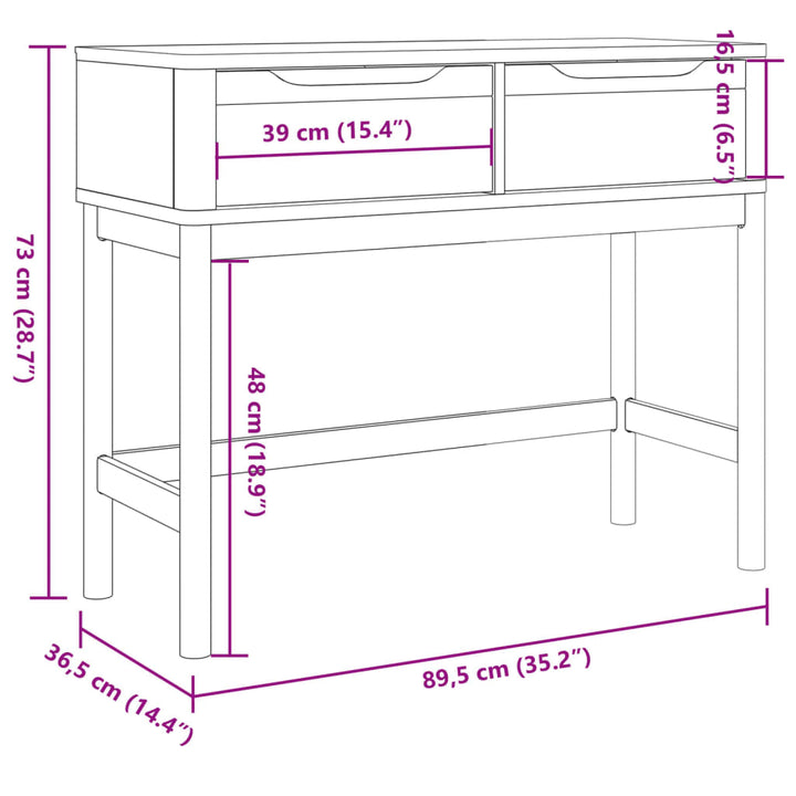 Măsuță Consolă Floro Maro Ceară 89,5X36,5X73 Cm Lemn Masiv Pin