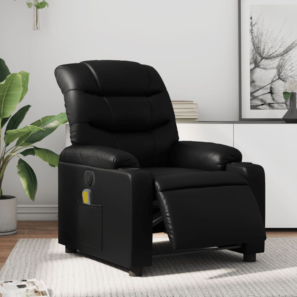 Vixl Fotoliu Electric Masaj Rabatabil, , Piele Ecologică