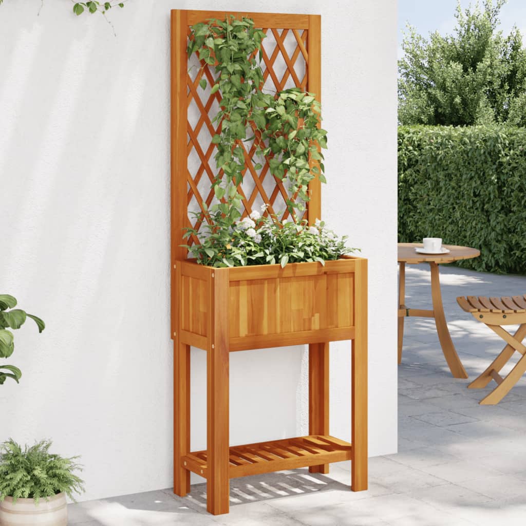 Jardinieră Cu Spalier/Poliță, , Lemn Masiv Acacia