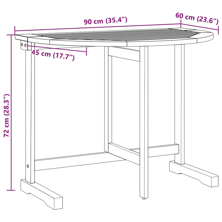 Masă De Balcon Pliabilă, 90X60X72 Cm, Lemn Masiv De Acacia