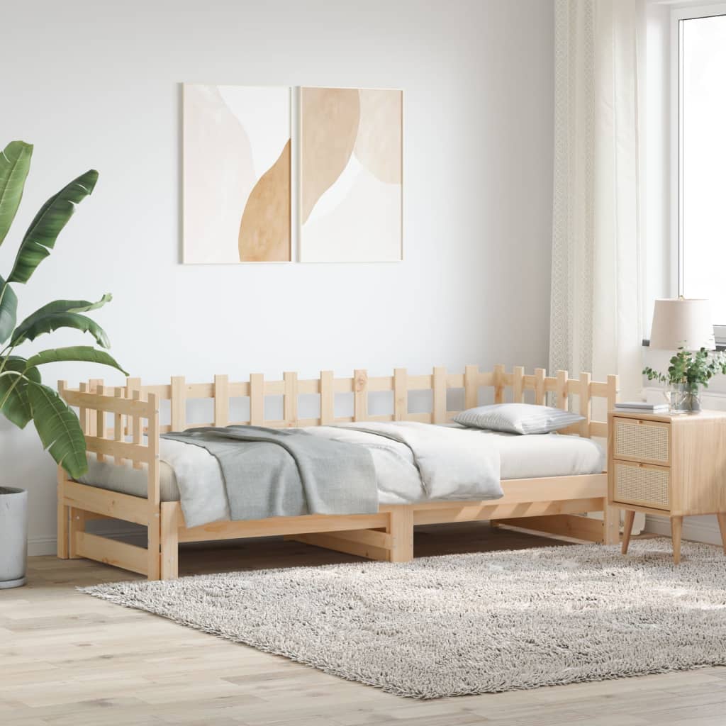 Pat De Zi Extensibil, 2X(90X190) Cm, Lemn Masiv De Pin