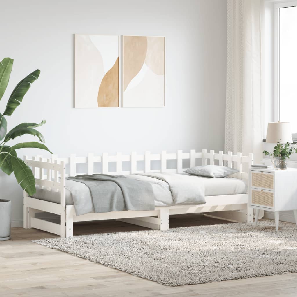 Pat De Zi Extensibil, 2X(90X190) Cm, Lemn Masiv De Pin
