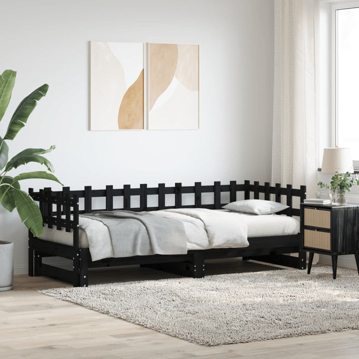 Pat De Zi Extensibil, 2X(90X190) Cm, Lemn Masiv De Pin