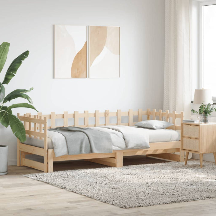 Pat De Zi Extensibil, 2X(90X190) Cm, Lemn Masiv De Pin