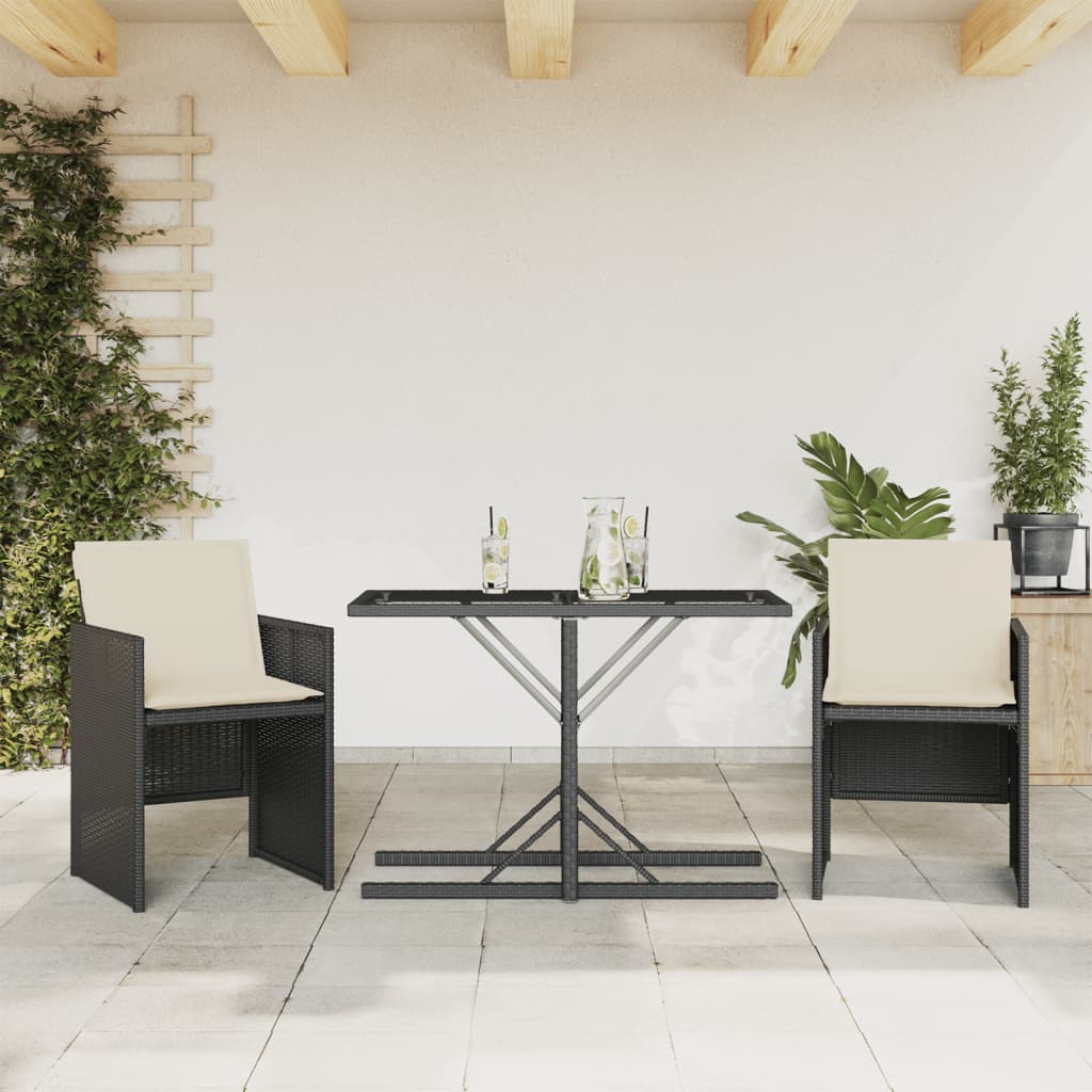 Set Bistro De Grădină Cu Perne, 3 Piese, , Poliratan