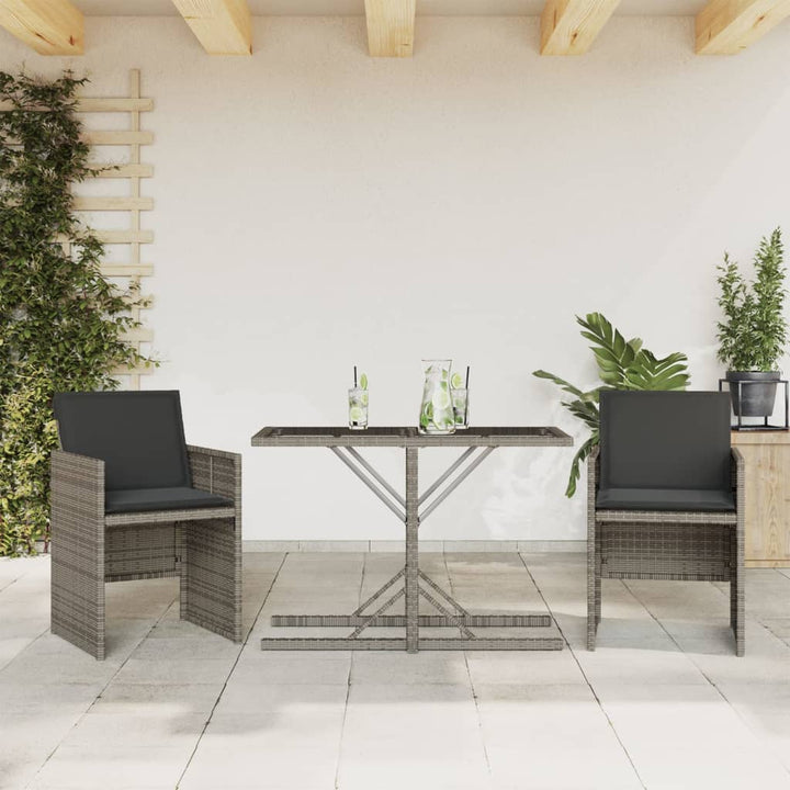 Set Bistro De Grădină Cu Perne, 3 Piese, , Poliratan