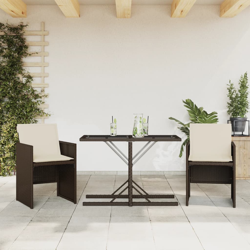 Set Bistro De Grădină Cu Perne, 3 Piese, , Poliratan