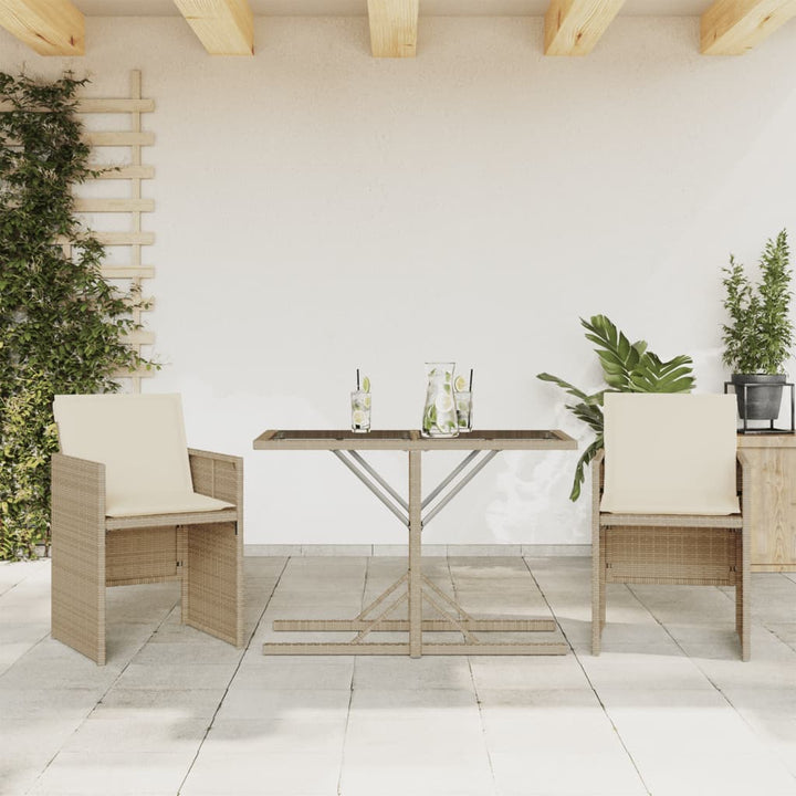 Set Bistro De Grădină Cu Perne, 3 Piese, , Poliratan