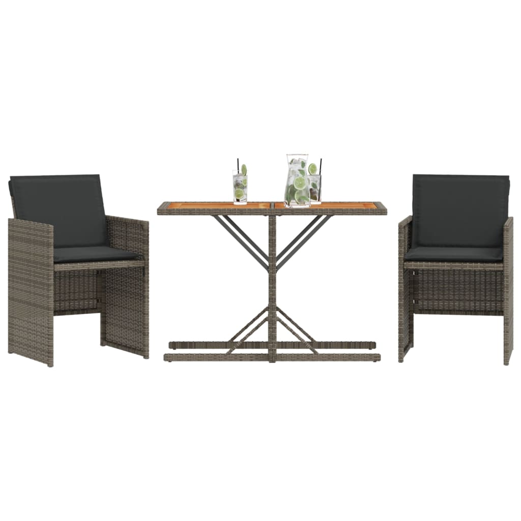 Set Bistro De Grădină Cu Perne, 3 Piese, , Poliratan