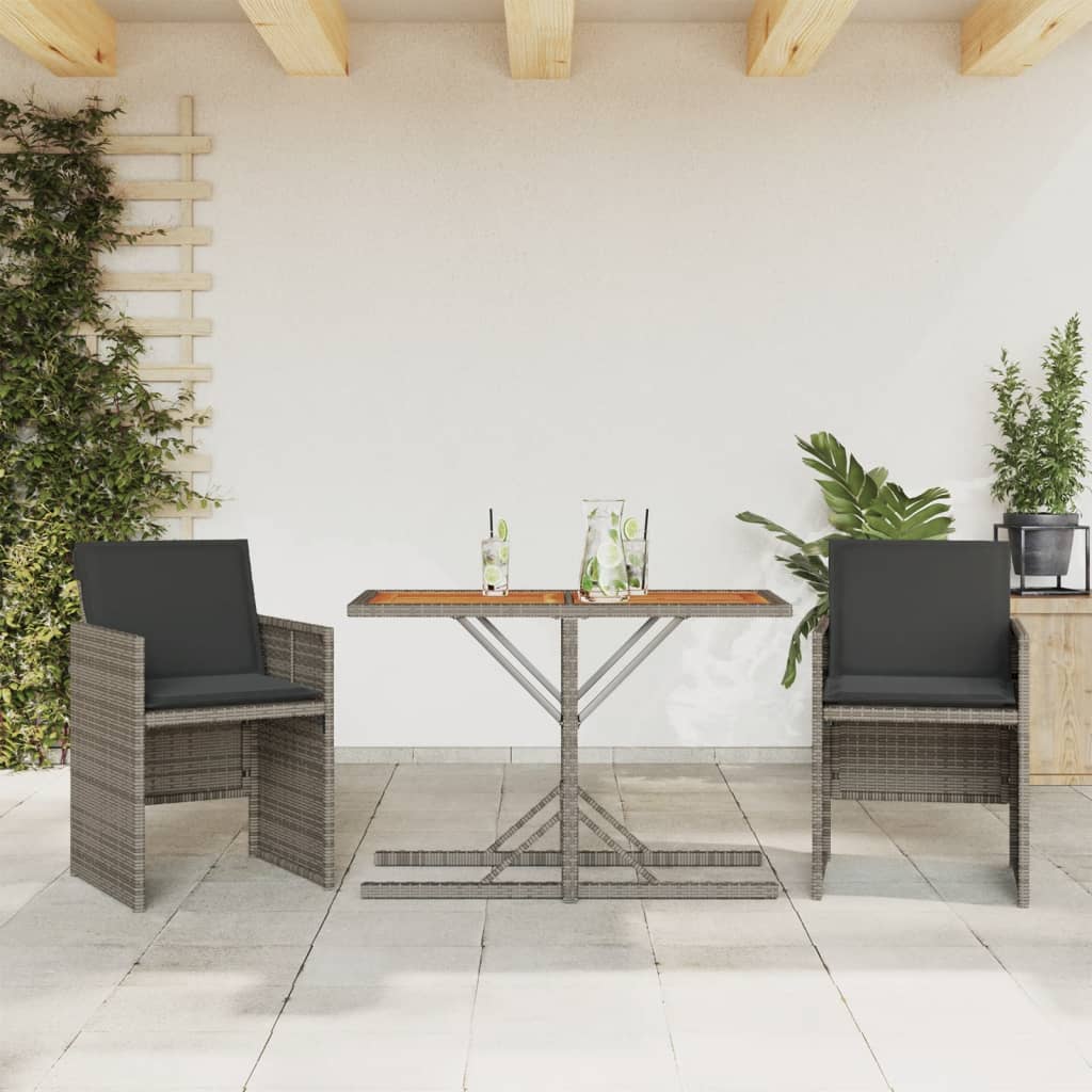 Set Bistro De Grădină Cu Perne, 3 Piese, , Poliratan
