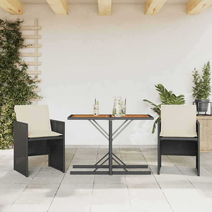 Set Bistro De Grădină Cu Perne, 3 Piese, , Poliratan