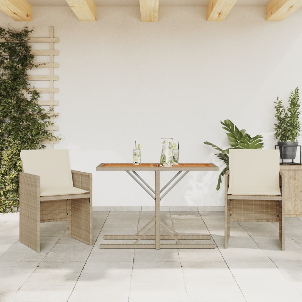 Set Bistro De Grădină Cu Perne, 3 Piese, , Poliratan