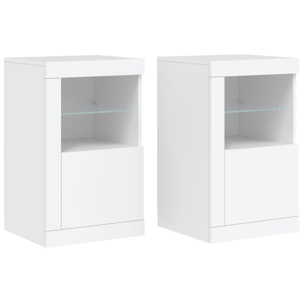 Dulapuri Laterale Cu Lumini Led 2 Buc. Lemn Prelucrat