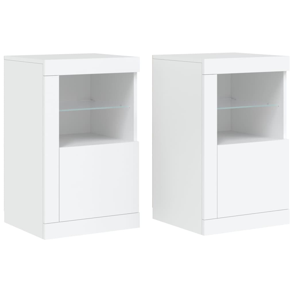 Dulapuri Laterale Cu Lumini Led 2 Buc. Lemn Prelucrat