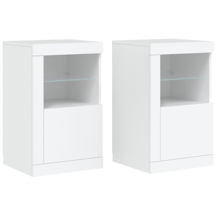 Dulapuri Laterale Cu Lumini Led 2 Buc. Lemn Prelucrat