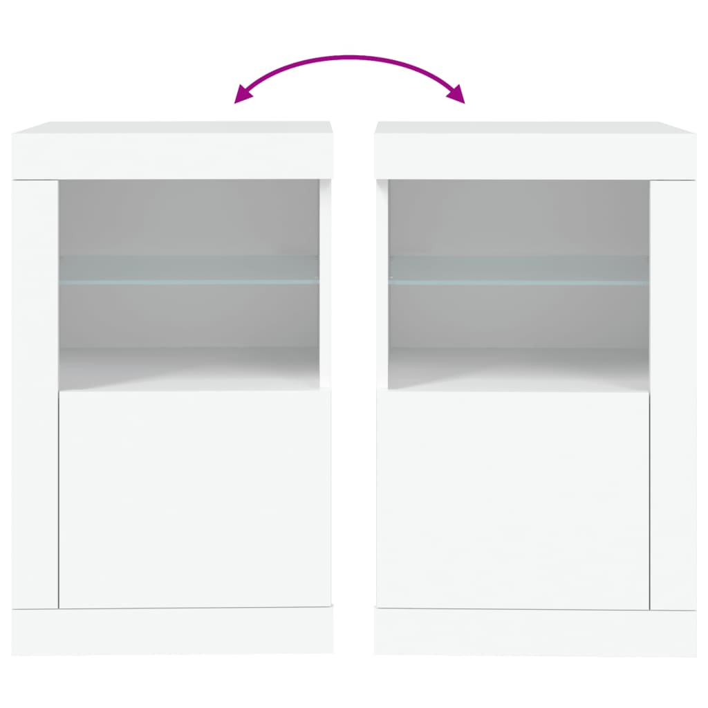 Dulapuri Laterale Cu Lumini Led 2 Buc. Lemn Prelucrat