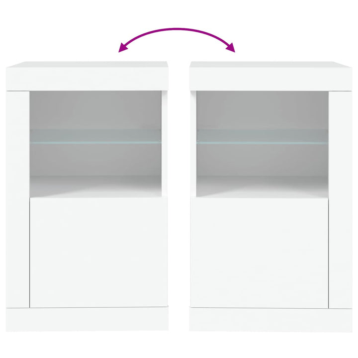 Dulapuri Laterale Cu Lumini Led 2 Buc. Lemn Prelucrat