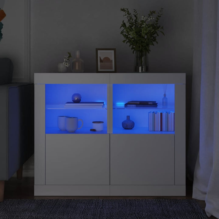 Dulapuri Laterale Cu Lumini Led 2 Buc. Lemn Prelucrat