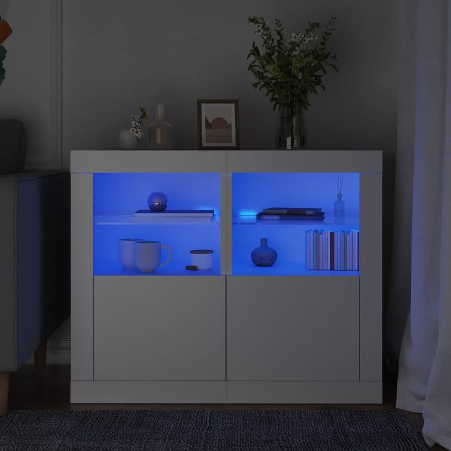 Dulapuri Laterale Cu Lumini Led 2 Buc. Lemn Prelucrat