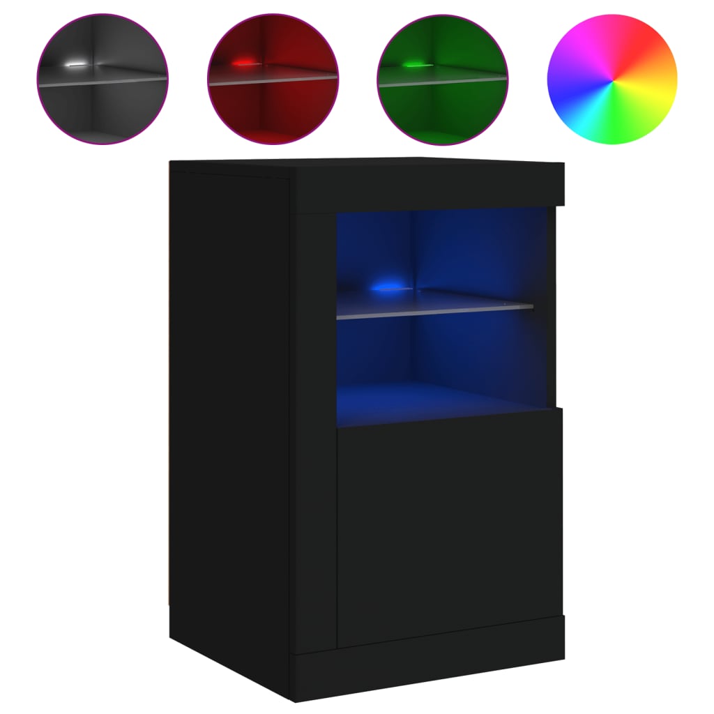 Dulapuri Laterale Cu Lumini Led 2 Buc. Lemn Prelucrat