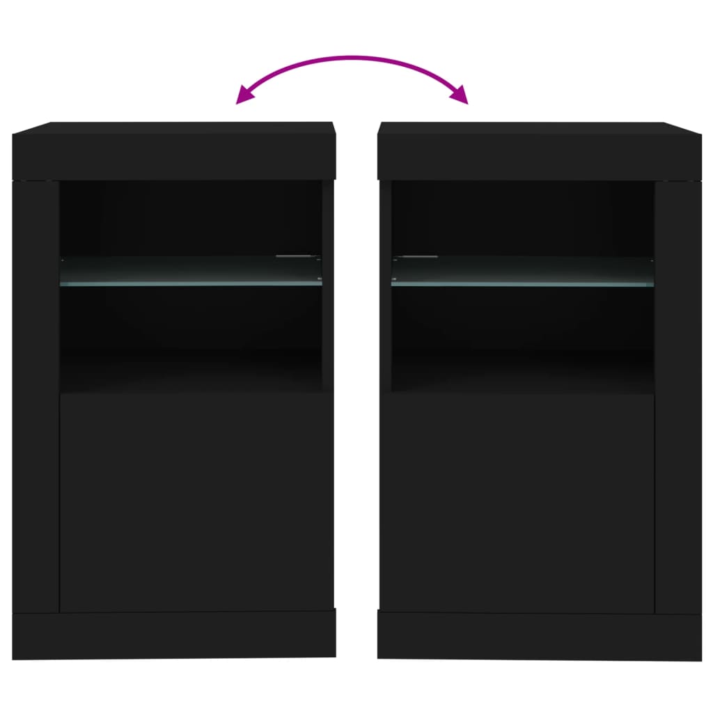 Dulapuri Laterale Cu Lumini Led 2 Buc. Lemn Prelucrat