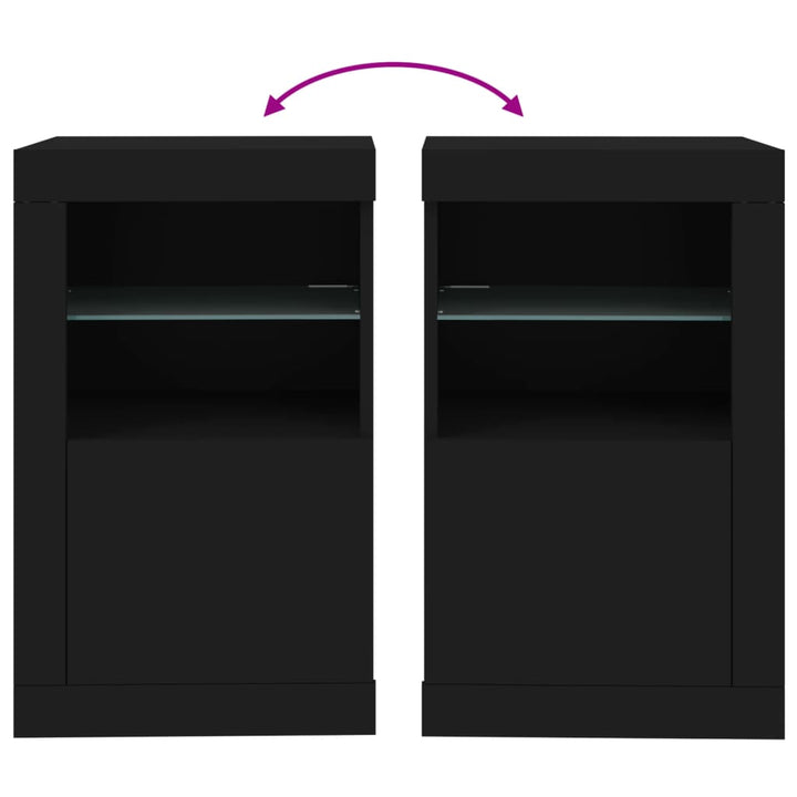 Dulapuri Laterale Cu Lumini Led 2 Buc. Lemn Prelucrat