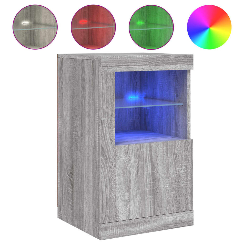 Dulap Lateral Cu Lumini Led, Gri Sonoma, Lemn Prelucrat