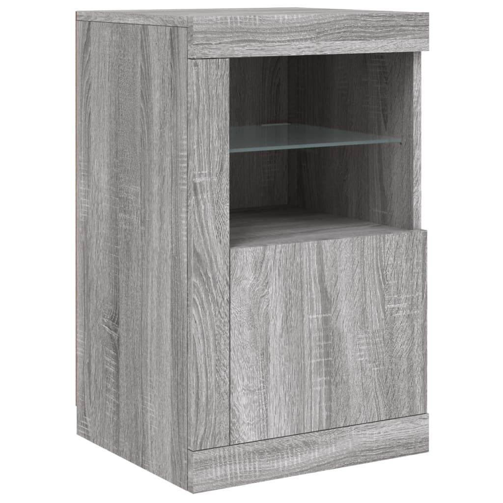 Dulap Lateral Cu Lumini Led, Gri Sonoma, Lemn Prelucrat
