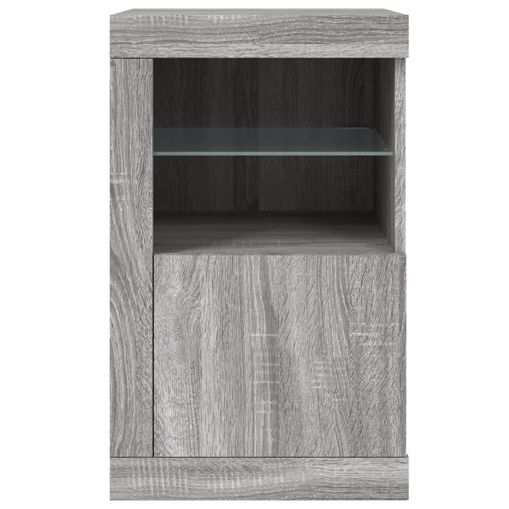 Dulap Lateral Cu Lumini Led, Gri Sonoma, Lemn Prelucrat