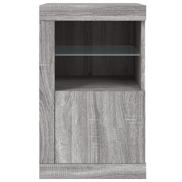 Dulap Lateral Cu Lumini Led, Gri Sonoma, Lemn Prelucrat