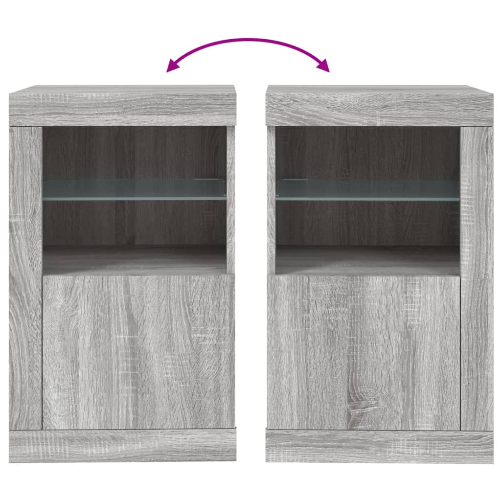 Dulap Lateral Cu Lumini Led, Gri Sonoma, Lemn Prelucrat